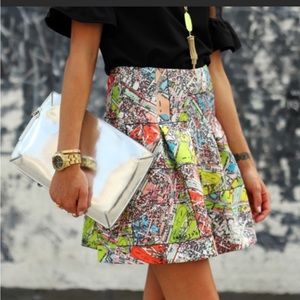 Parisian Map pleated Skirt, Maeve by Anthropologie 🗺 Size 6